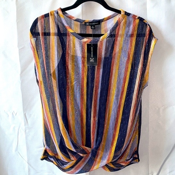 INC Striped Twist Hem Blouse - Picture 2 of 8